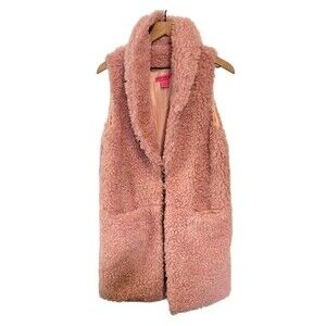 Betsey Johnson Pink Faux Fur Long Line Vest Size XS/S
